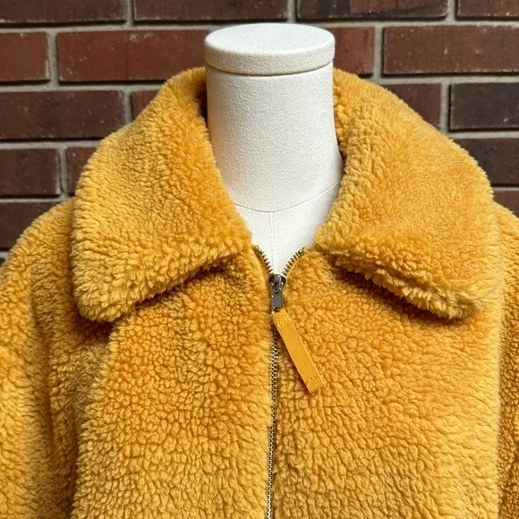 New York & Company Yellow Teddy Bomber Jacket Size XL - Picture 3 of 10